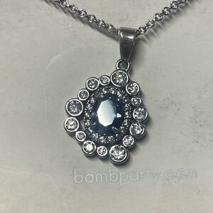 Elegant Silver Necklace with Rainbow Topaz lab created Gemstone by